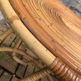 Pair of rattan tripod coffee tables 1950