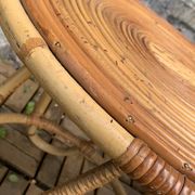 Pair of tripod coffee tables in rattan from the 1950s.