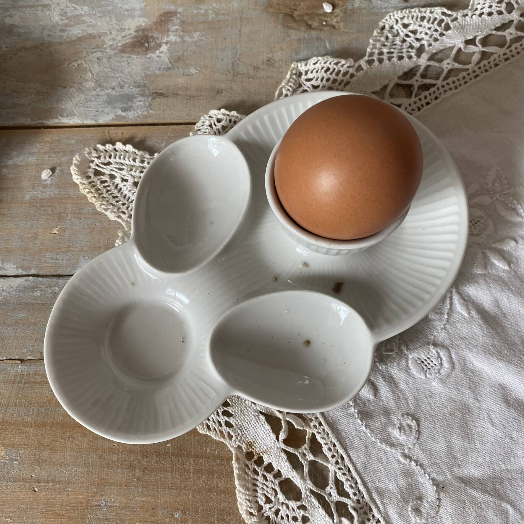 Antique porcelain egg cups Mehun