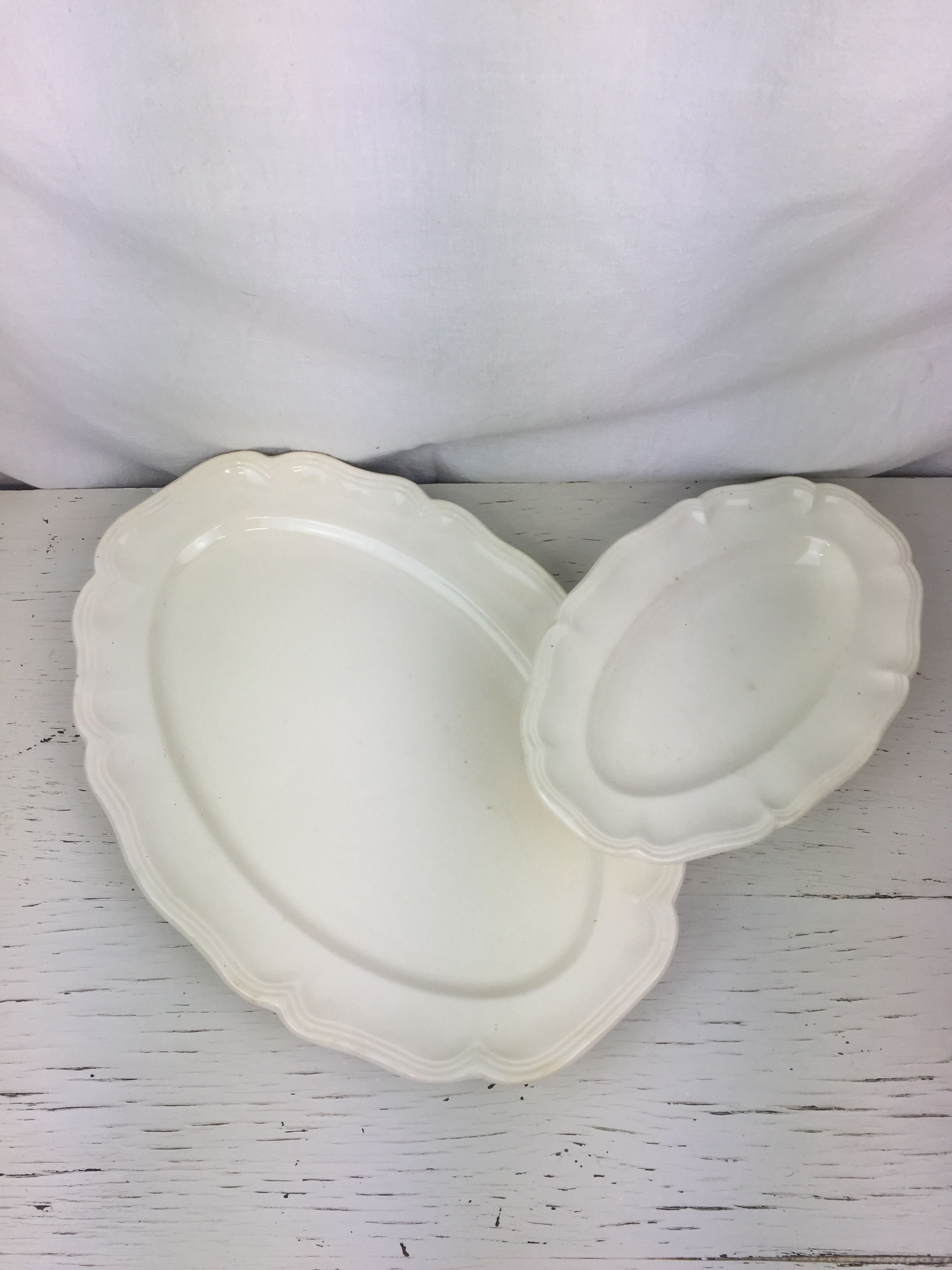 Old oval dishes, ivory color made in france Digoin Sarreguemines
