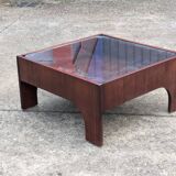 Table basse vintage en palissandre & verre par Claudio Salocchi, modèle "Oriolo"