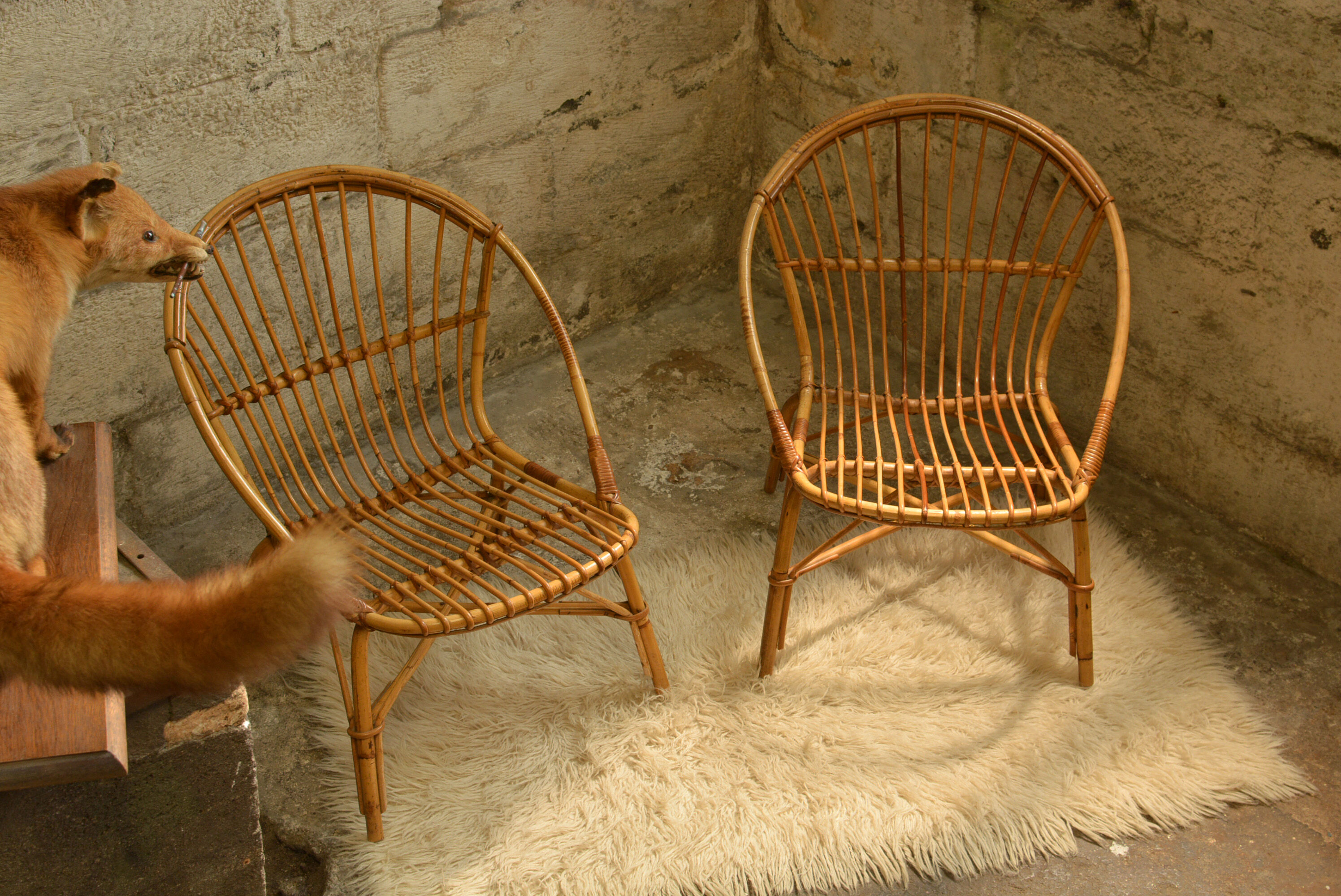 Rattan armchairs