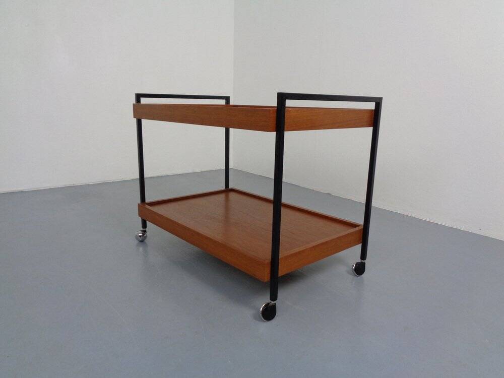 Minimalist Rollable Teak Serving Cart, 1960s