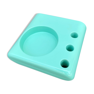 Makio Hasuike for Gedy - Space Age turquoise plastic bathroom organizer - glass holder - toothbrush