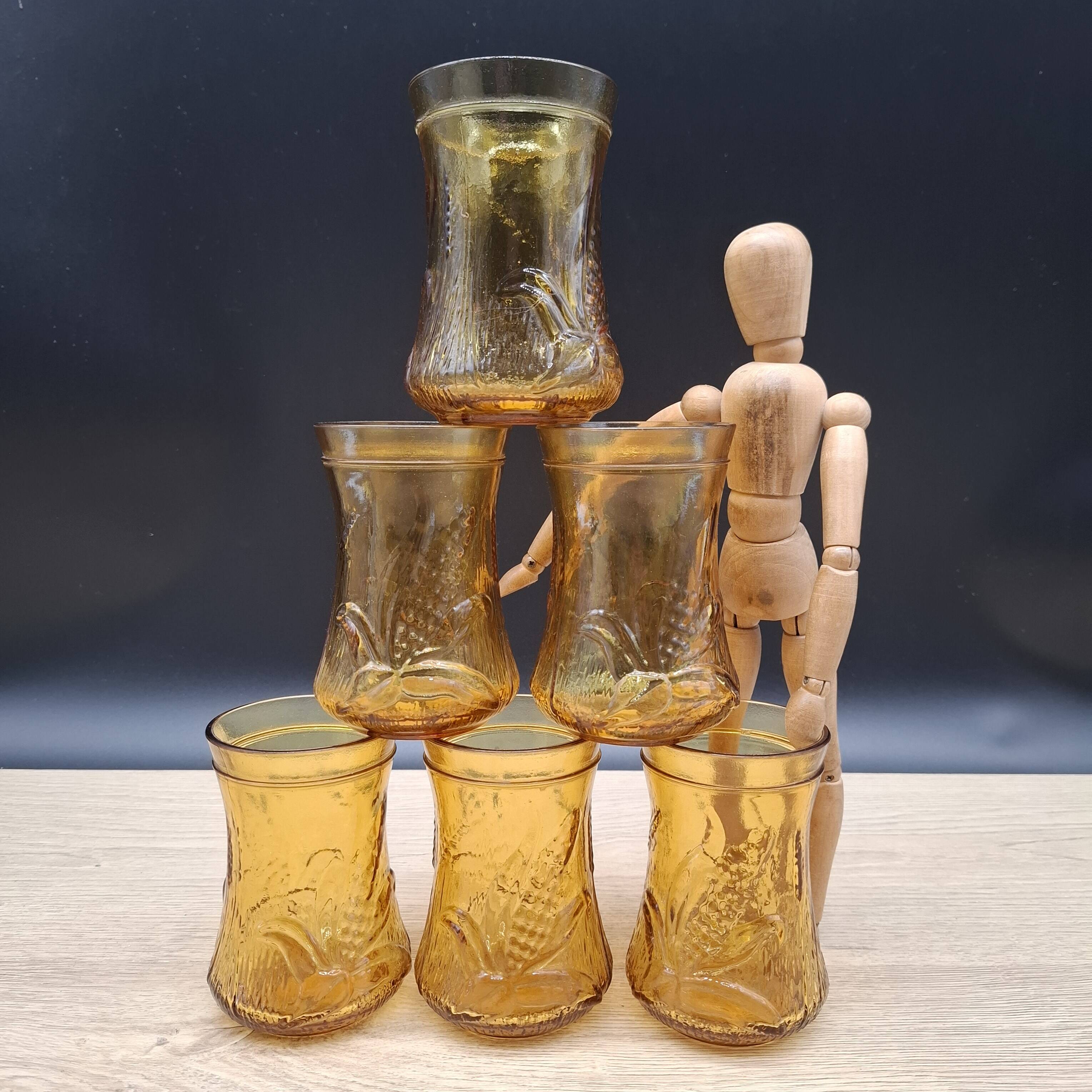 Set of 6 Italian ochre glasses