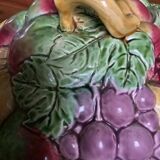 Coupe ou compotier barbotine décor fruits