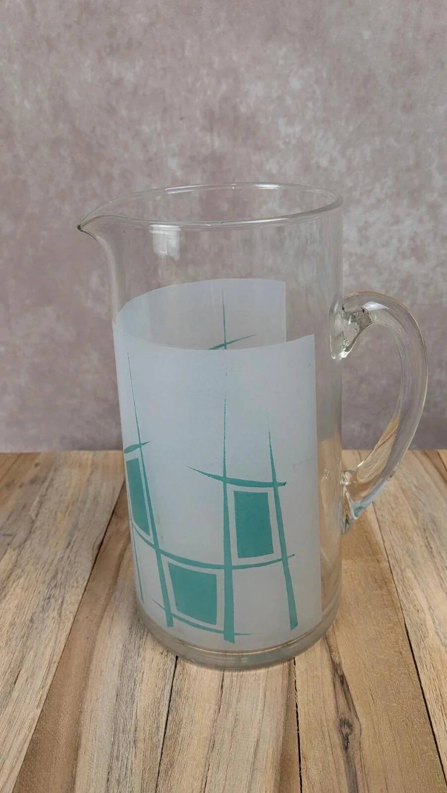 Vintage glass pitcher from the 1950s – geometric design