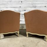 Set of 2 louis XV style shepherdess armchairs