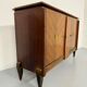 Antique art deco sideboard from the 1930s with veneered wood and bronze insert
