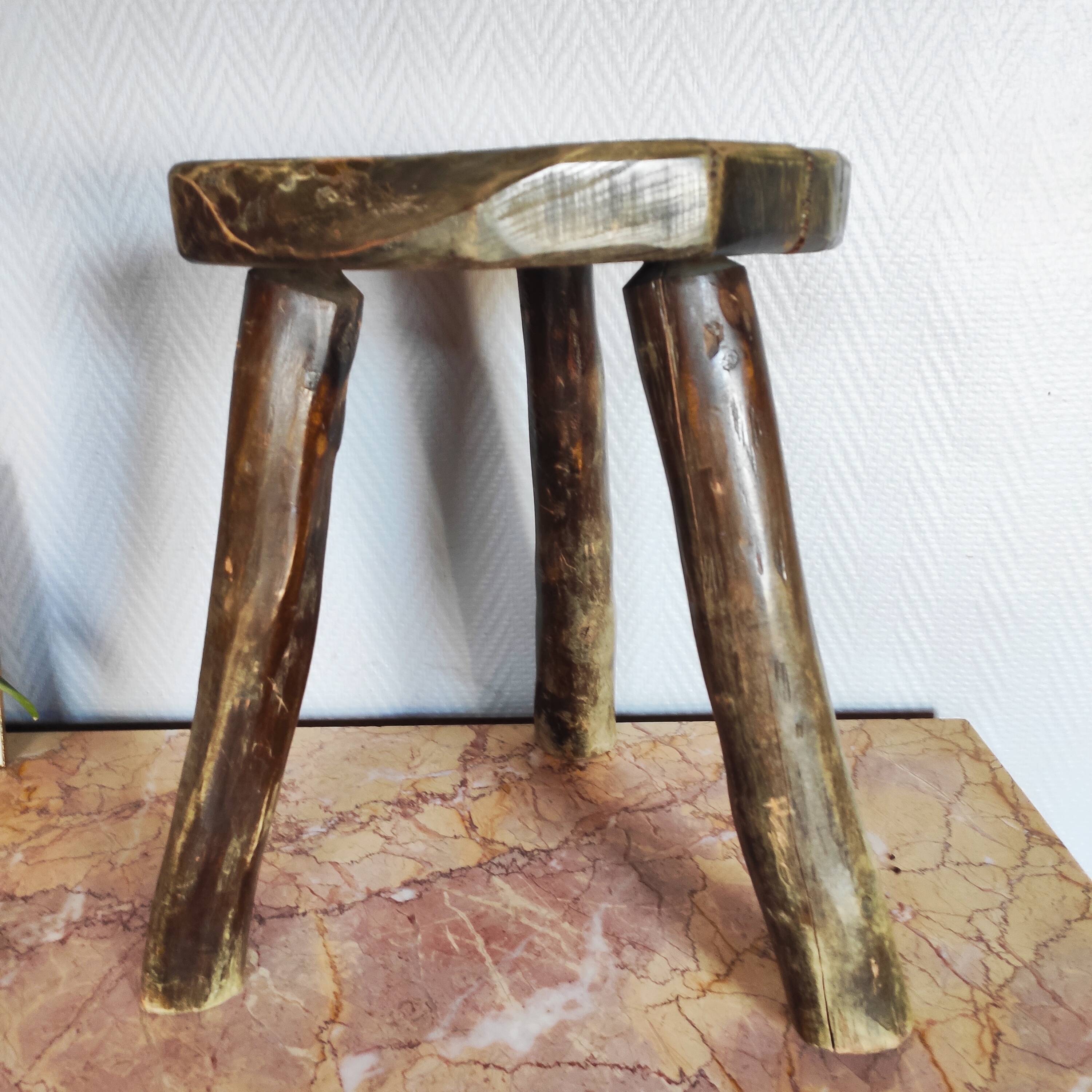Tripod stool Brutalist Folk art