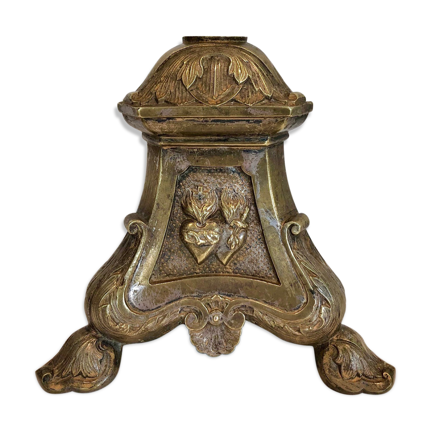 Silver bronze church candelabra