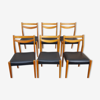 6 chaises scandinaves vintage hêtre et skai