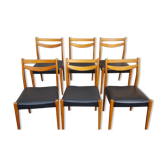 6 scandinavian chairs vintage beech and skai