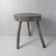 Old brutalist solid wood stool