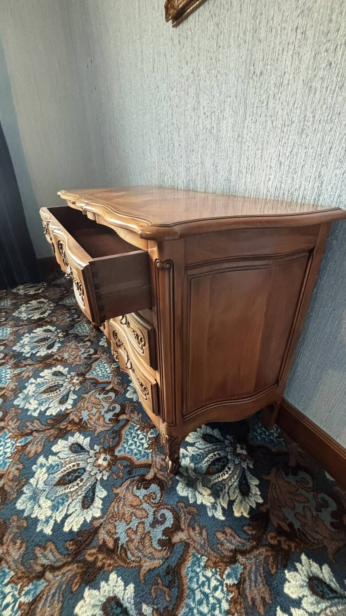 cherry wood commode in Louis XV style