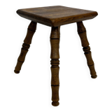 Vintage stool side table minimalistic in oak
