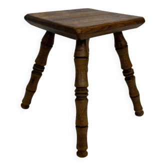 Vintage stool side table minimalistic in oak