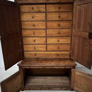 Two-part office furniture made of solid pine from the 20th century.