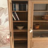 Vintage solid oak display cabinet / bookcase