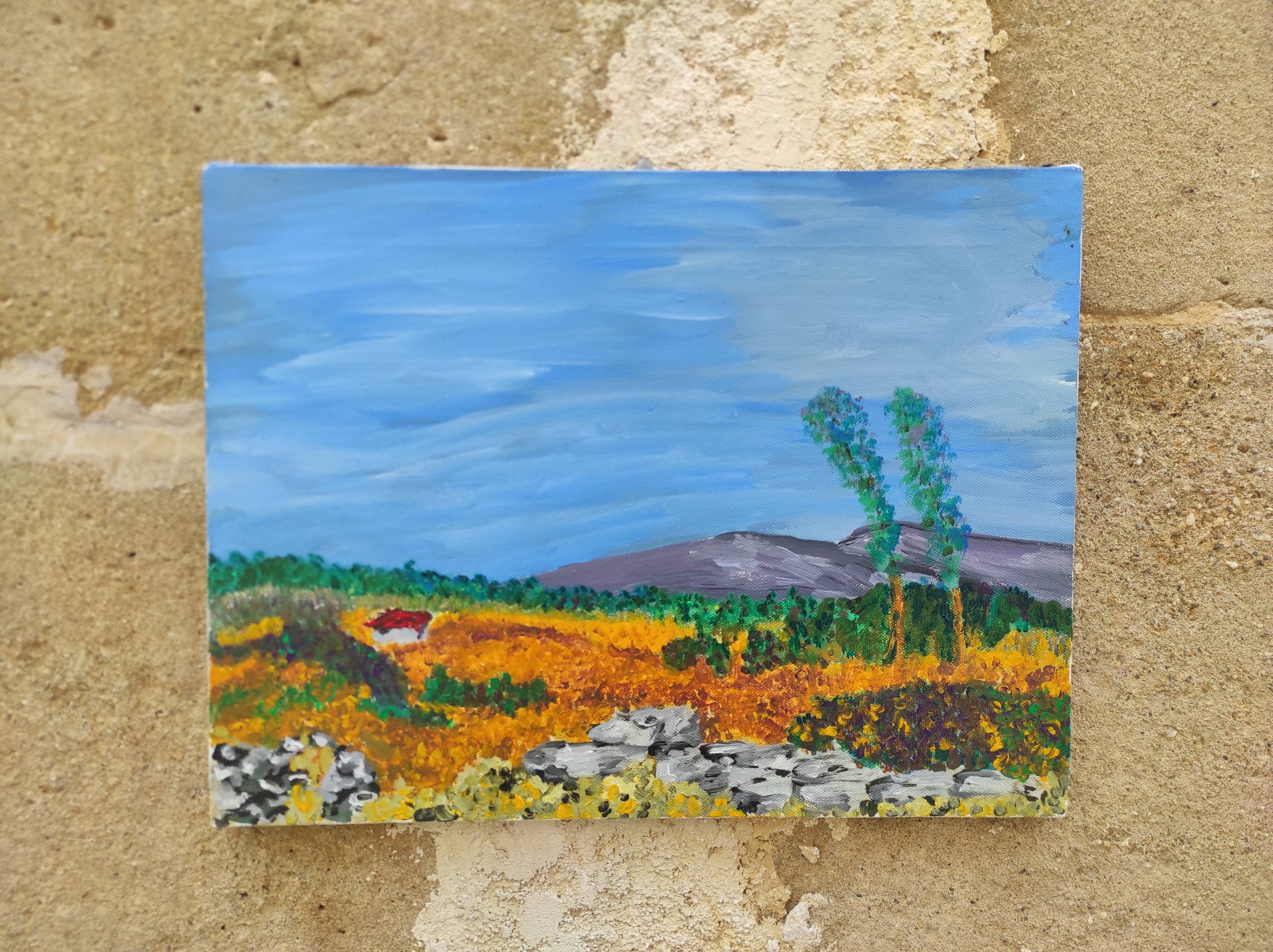 French vintage oil painting, signed CE