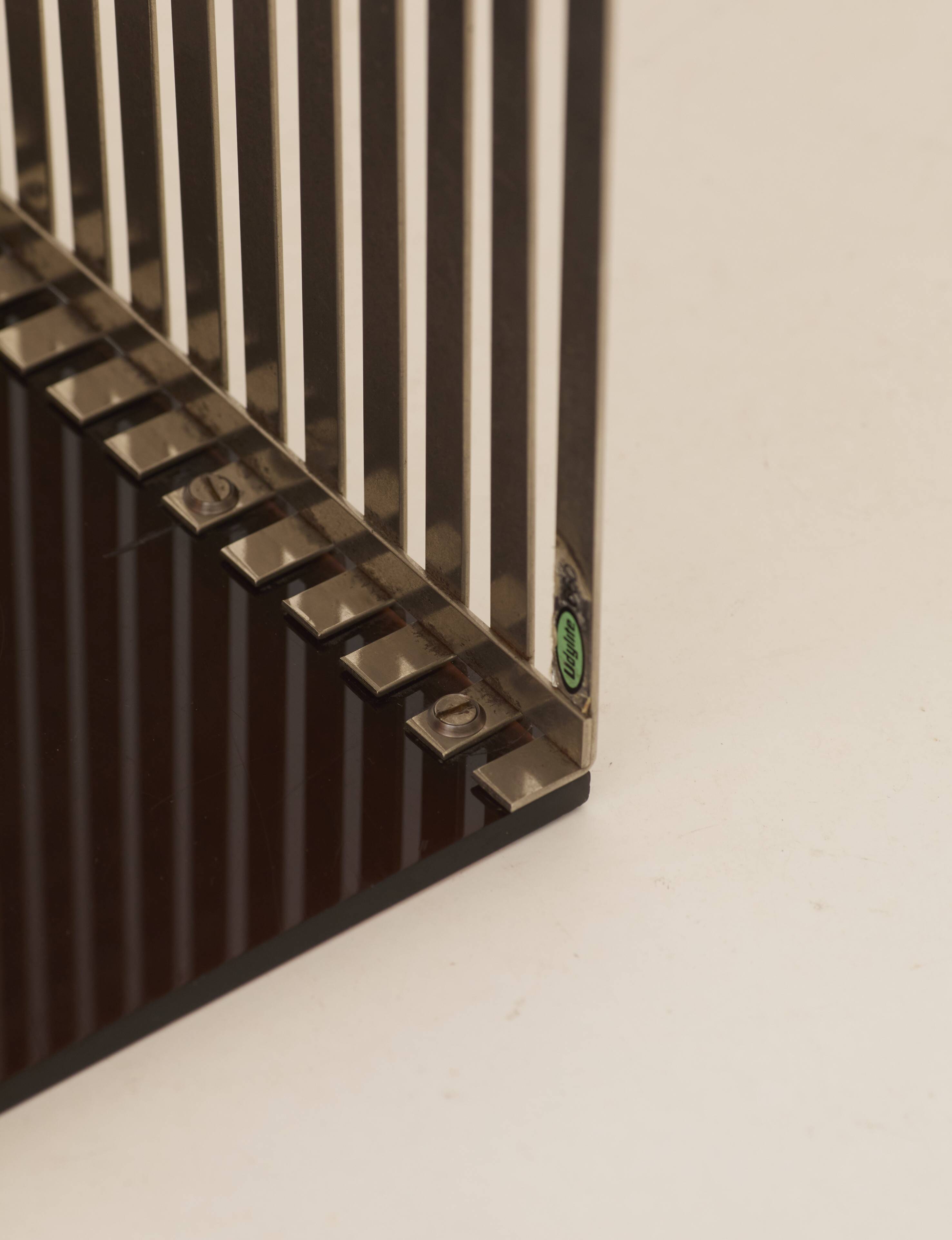Side table, bedside table in plexiglass and chrome metal, around 1970.