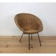 Rattan and wicker basket armchair, 50s-60s