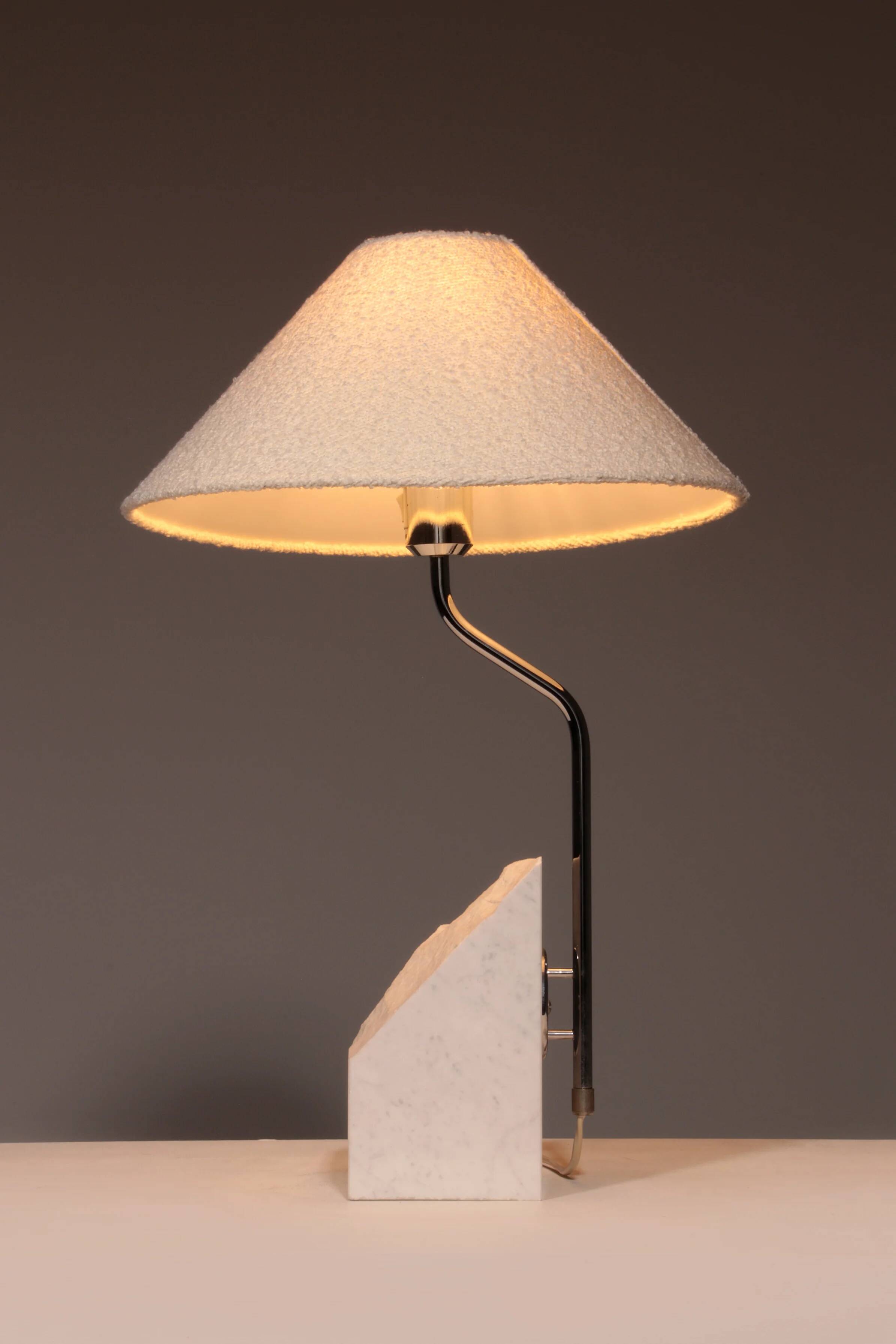 Marble and steel table lamp from Bergboms Scanlicht, 1970s, Sweden