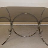 Smoked glass and chrome table circa 1970