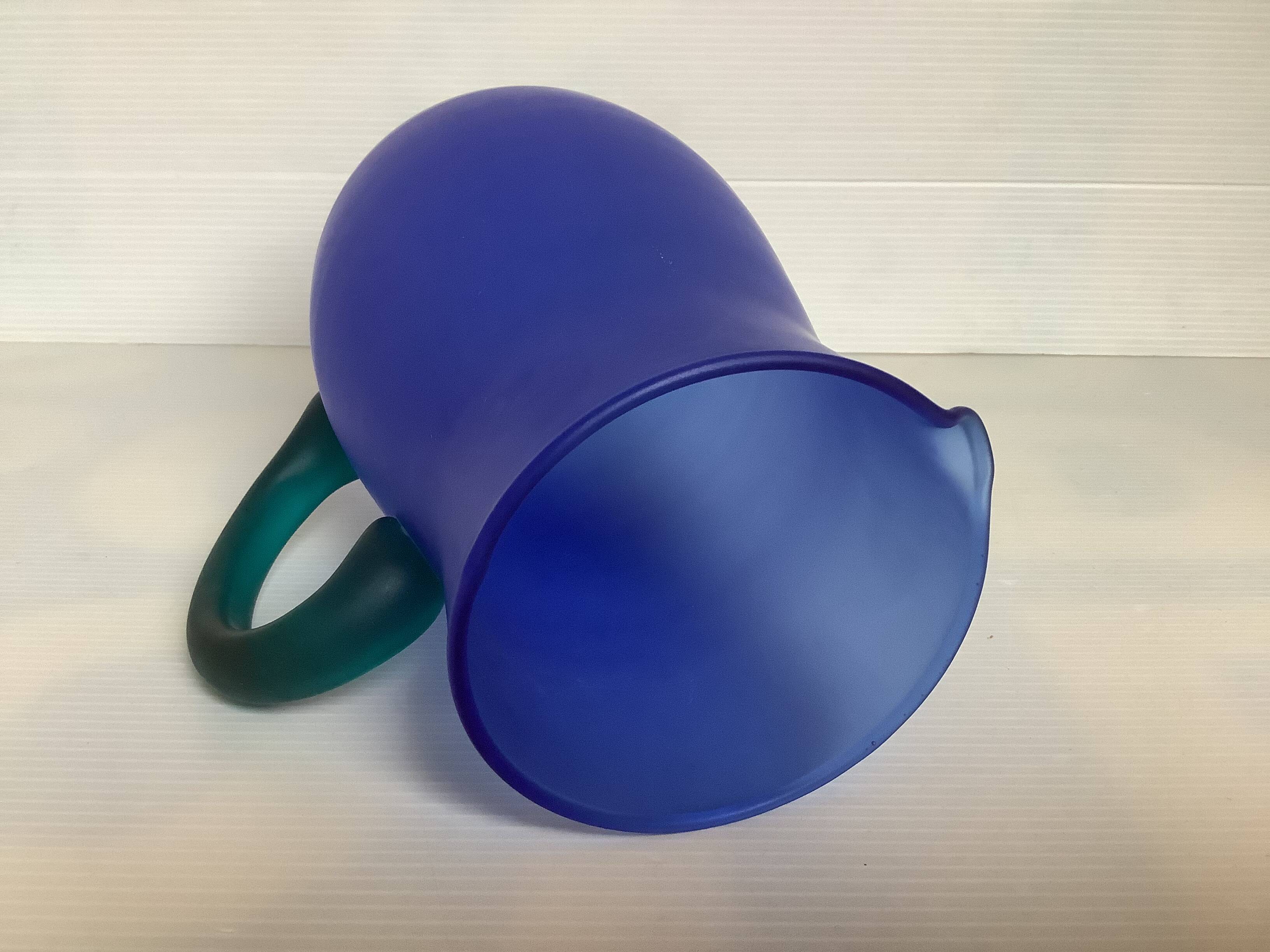 Blue glass paste pitcher