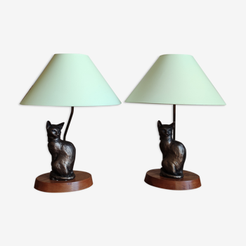 Pair of vintage cat lamps