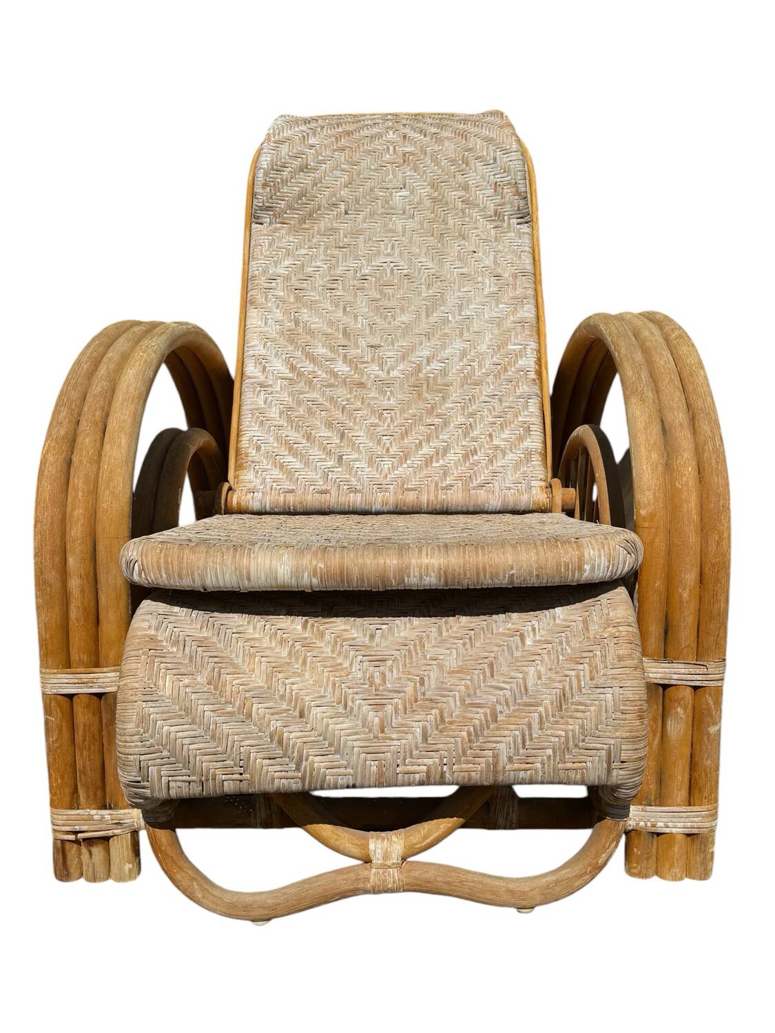 Vintage Rattan and Bamboo Chaise Longue from the 60s Italy