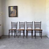 Série 4 chaises bistrot cannage Fischel n019