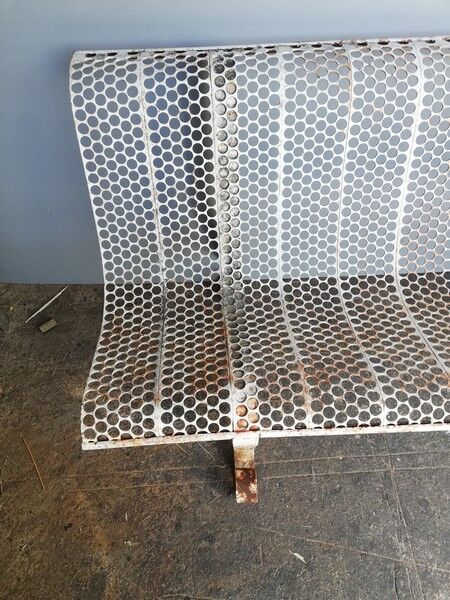 Old metal bench perforated vintage period 1950/60