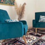 Duo of armchair back-of-year 50/60, restored