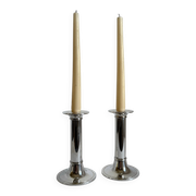 2 porte-bougies en argent vintage élégant de style mid-century moderne