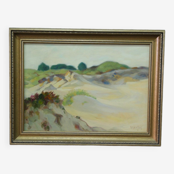 Paysage moderne suédois, années 1960, huile sur toile, encadré de Fritz Kärfve (1880-1967)