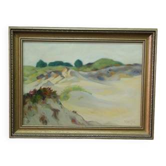 Paysage moderne suédois, années 1960, huile sur toile, encadré de Fritz Kärfve (1880-1967)