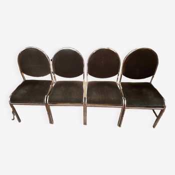 Lot de 4 chaises chromée et velours