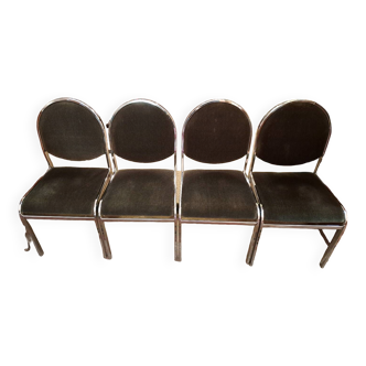 Lot de 4 chaises chromée et velours