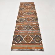 Tapis Kilim persan rouge et vert 3x9, 81x279 cm