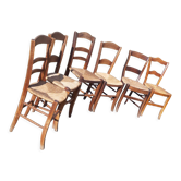 6 antique and mismatched mulched chairs
