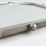Art Deco octangular mirror in nickeled copper, France ca. 1920