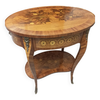Marquetry Pedestal Table MIA Charles Topino