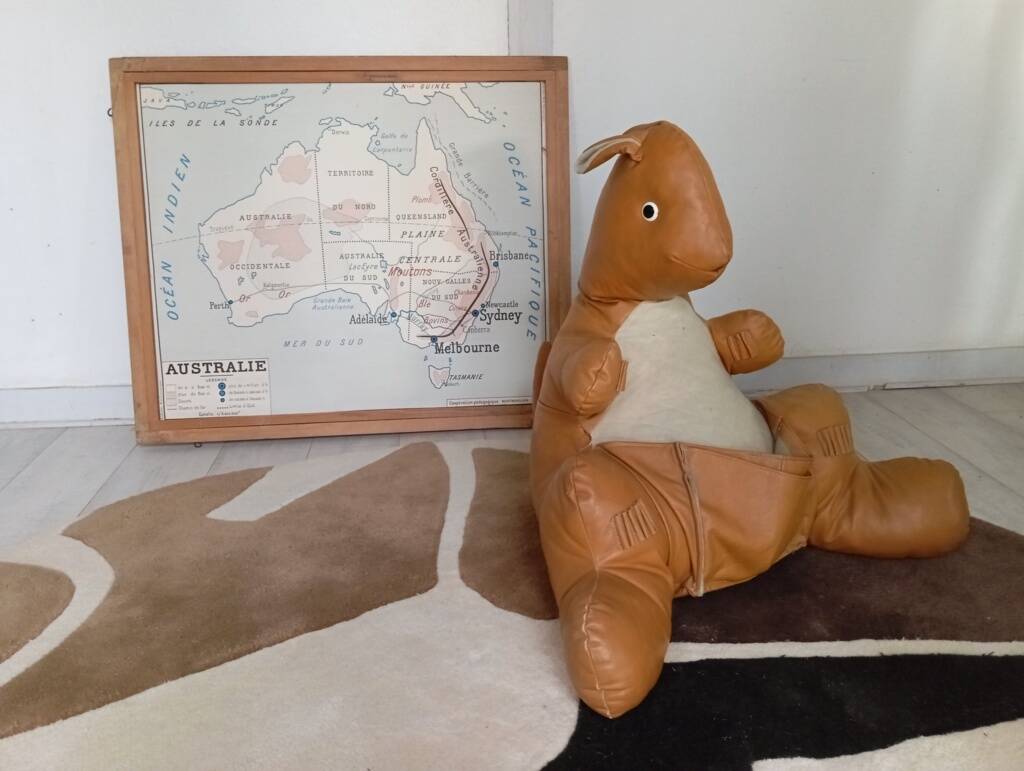 Kangaroo leather magazine rack, 1960s