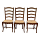 3 solid wood straw chairs, farmhouse style