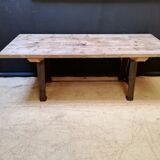 Table in wood and cast iron, industrial style, vintage