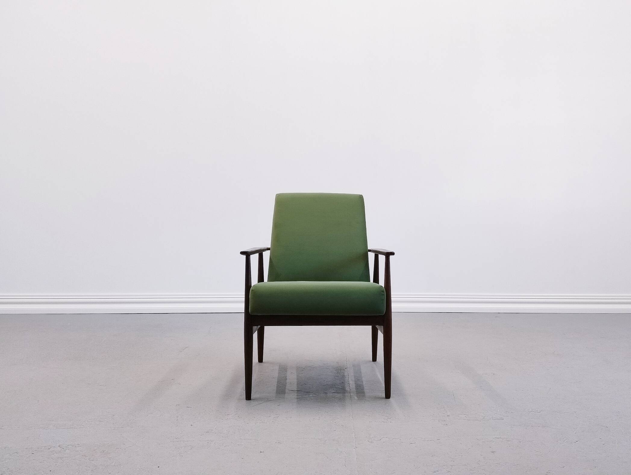 1960 Henryk Lis Mid Century Armchair in Green Velvet