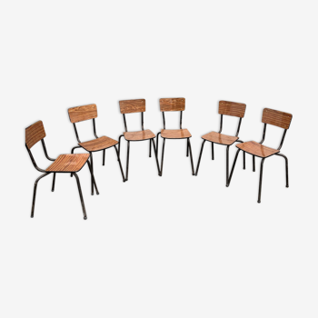Set of 6 chairs in formica, black base
