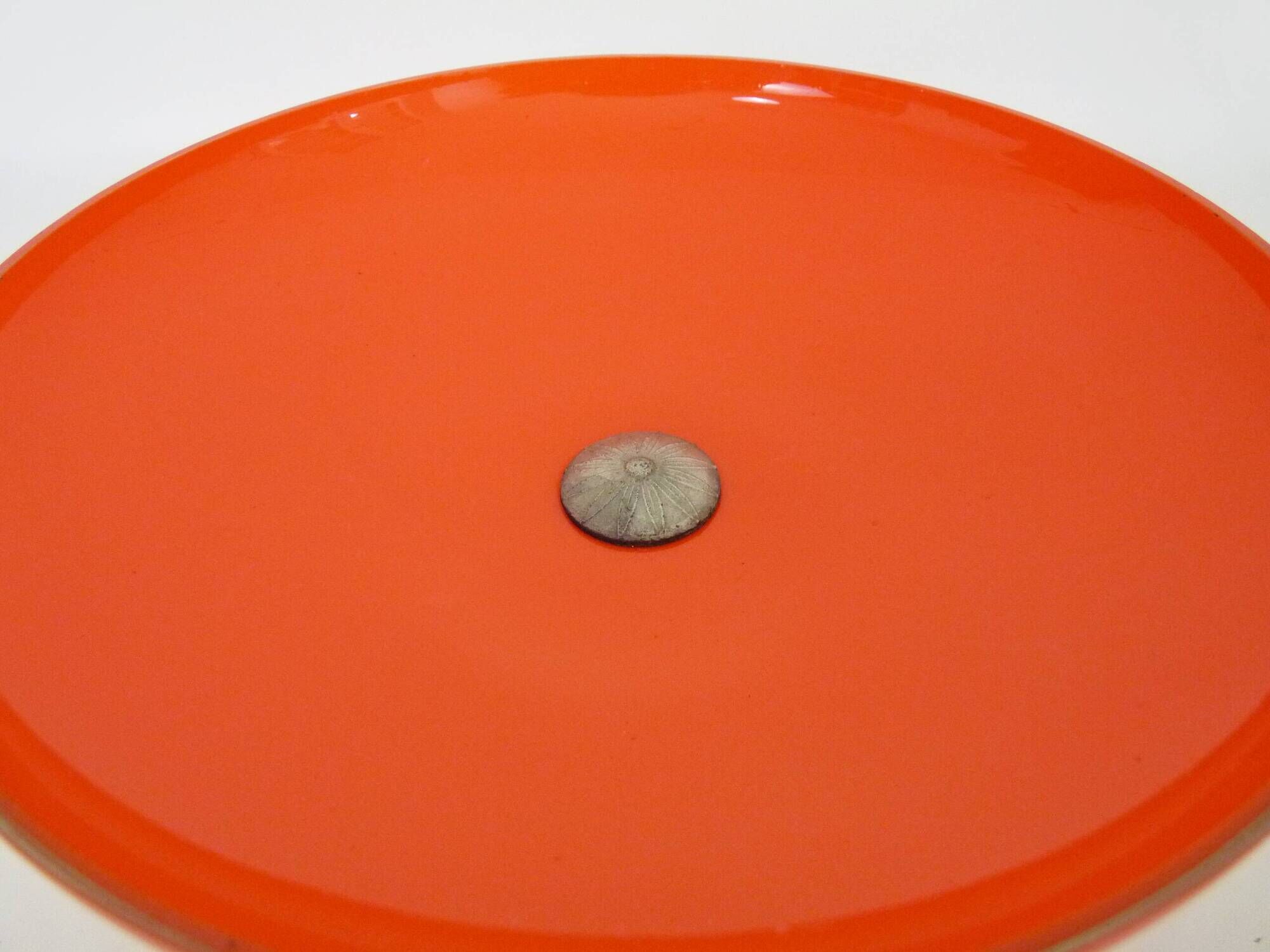 Centerpiece, Art Nouveau orange opaline fruit bowl and spelter foot