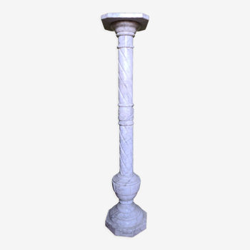 Octagonal column in white marble h95cm l+l20cm